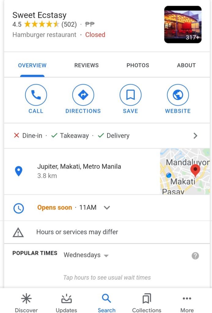 Google My Business offers list of open restaurants for Mother’s Day