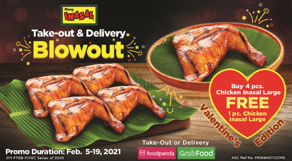 Mang Inasal Take-out and Delivery Blowout Valentine edition runs from February 5-19, 2021 